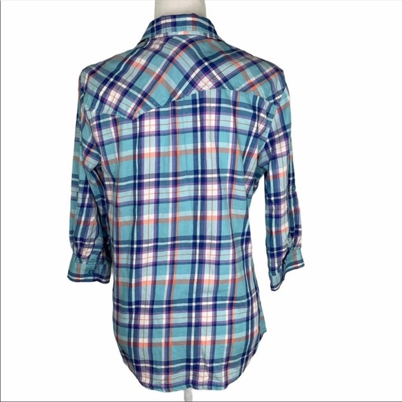 Womens Dickie’s 3/4 plaid button up - Picture 2 of 6